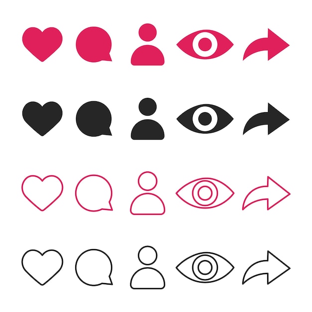 Social Media Icons with Different Shapes and Colors