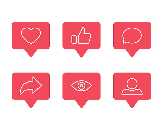 Vector social media interface like comment follower feedback