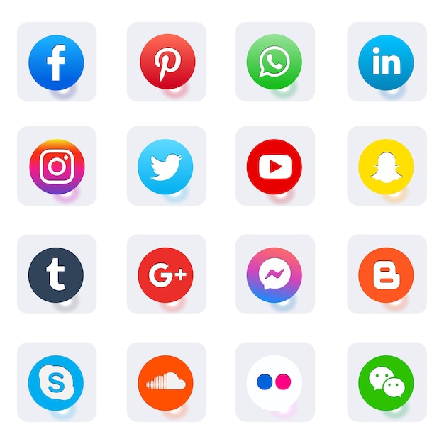 Vector social media logos and icons set of collection