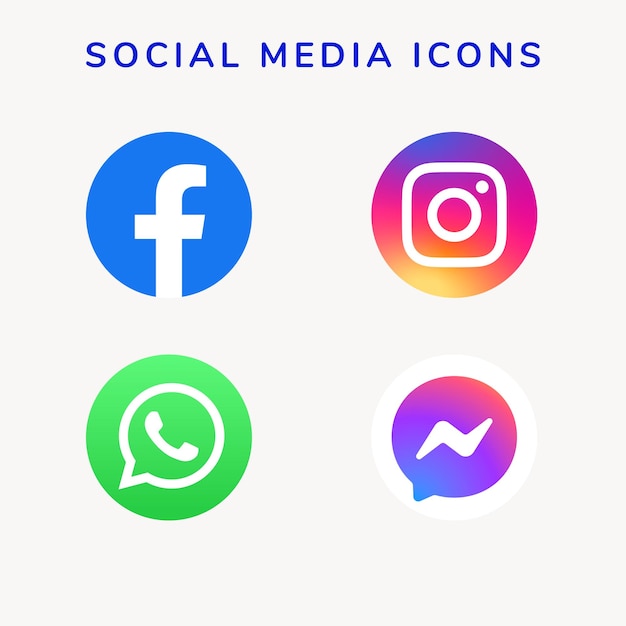 Vector social media most uses icon set logo type