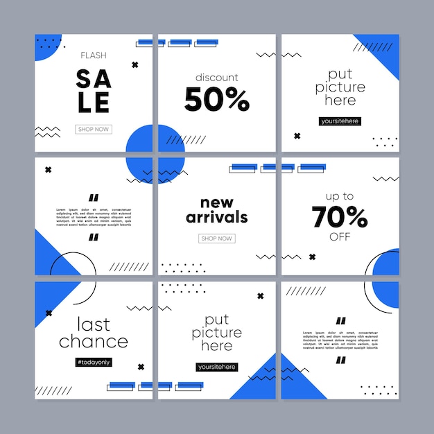 social media post or feed template for promotion sale with geometric concept