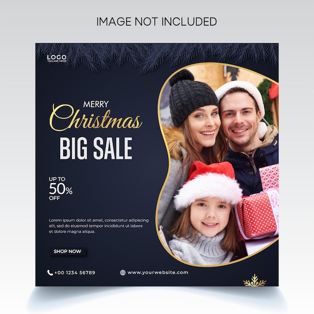 Social media post template for Christmas big sale, Holiday, sale promotion banner