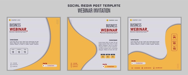 Social media post template modern design for digital marketing online or webinar invitation template