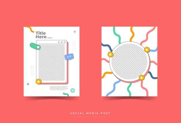 Vector social media post template transparency modern style hand drawn