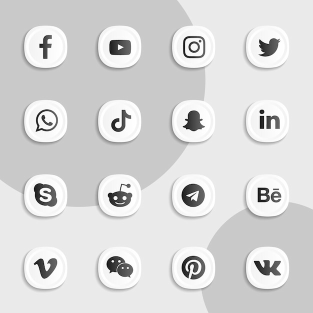 Vector social media white icons collection pack