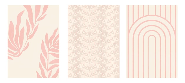 Vector soft pink invitation cards with beautiful rainbow pattern. vector illustration