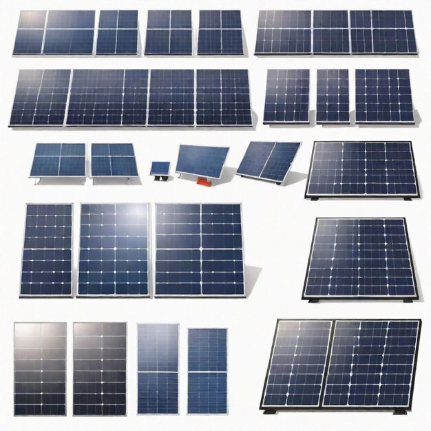 Vector solar panel detailed vector set