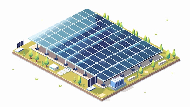 Vector solar pv panel power plant vector illustration