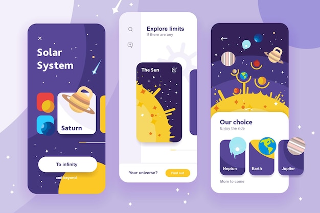 Пользовательский интерфейс мобильного приложения Солнечной системы