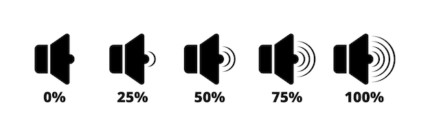 Vector sound level set icons silhouette style vector icons