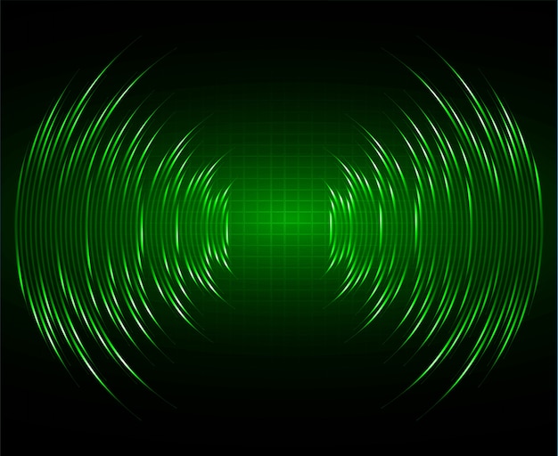 Sound waves oscillating dark green light