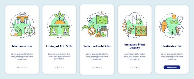 Sources of agricultural productivity onboarding mobile app screen