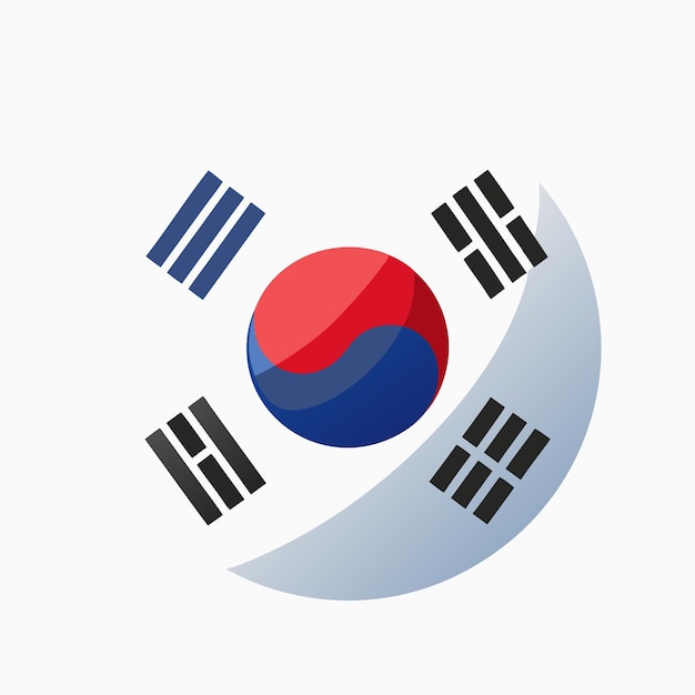 Vector south korea flag illustration on white background