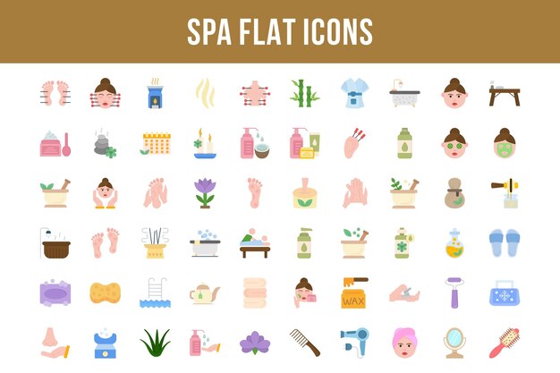 Vector spa flat multicolor icons