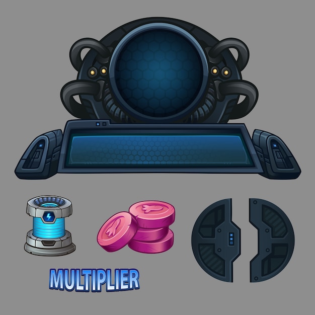 Space computer and icons for game