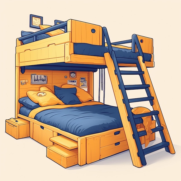 Spacesaving bunk bed with stairs