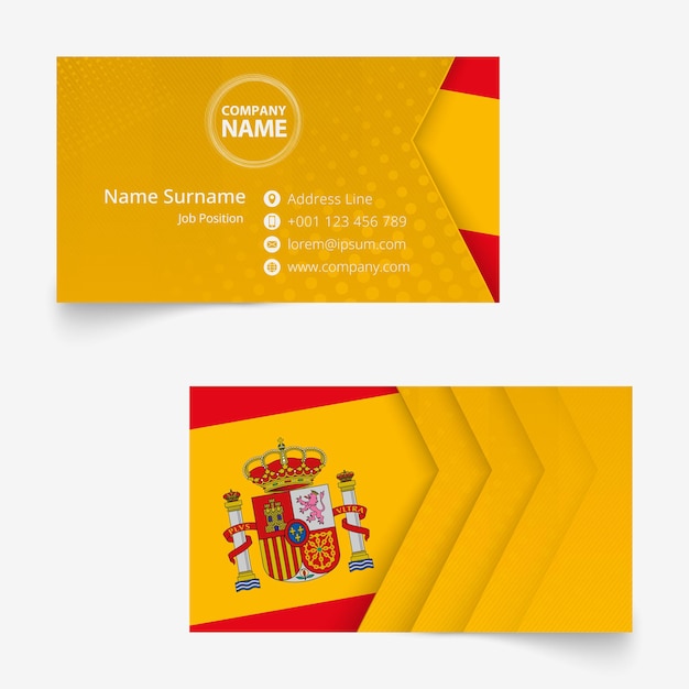 Spain Flag Business Card, standard size (90x50 mm) business card template with bleed under the clipping mask.