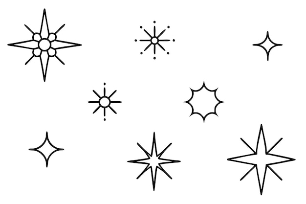 Vector sparkle line art beautiful black and white glitter drawing 2