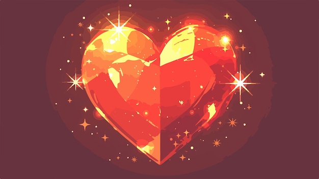 Vector sparkling heart icon in flat style for graphic design projects