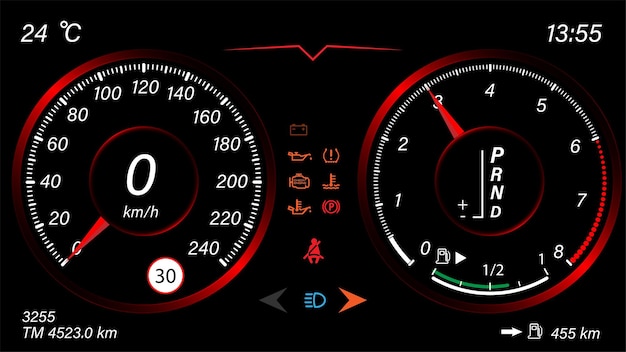 Vector speedometer speed car auto dashboard design speed meter abstract technology