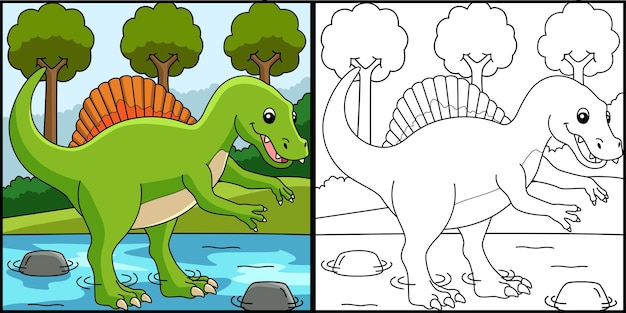 Spinosaurus Dinosaur Coloring Page Illustration