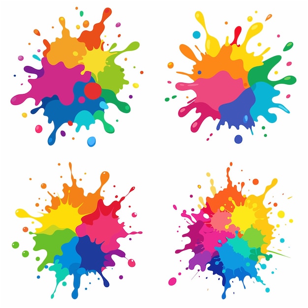 Vector splash of paints blobs paint splatter colourful vector splash of paints isolated on white