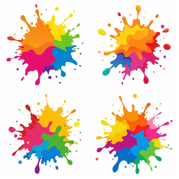 Vector splash of paints blobs paint splatter colourful vector splash of paints isolated on white