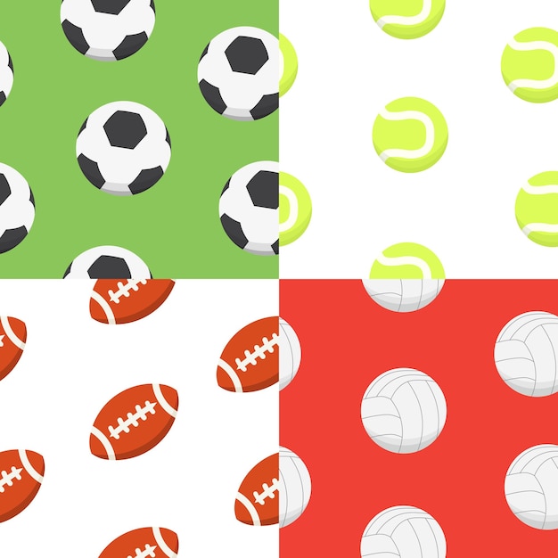 Sport ball pattern Vector seamless background Sporting equipment pattern