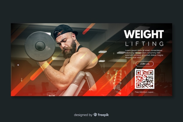 Vector sport banner template with photo