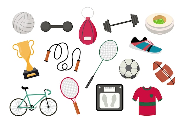 Vector sport equipment isolated object set