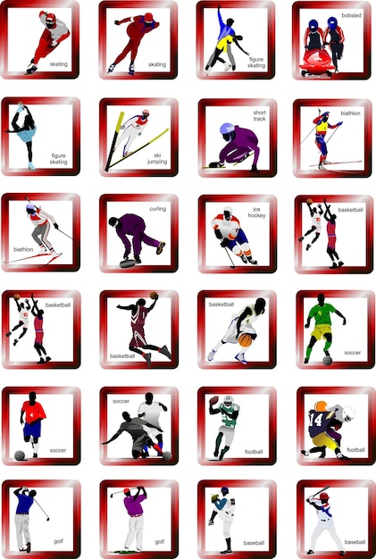 Sport silhouette icons Vector illustration