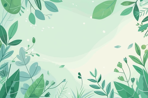 Vector spring background with green leaves and plants