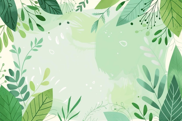 Vector spring background with green leaves and plants