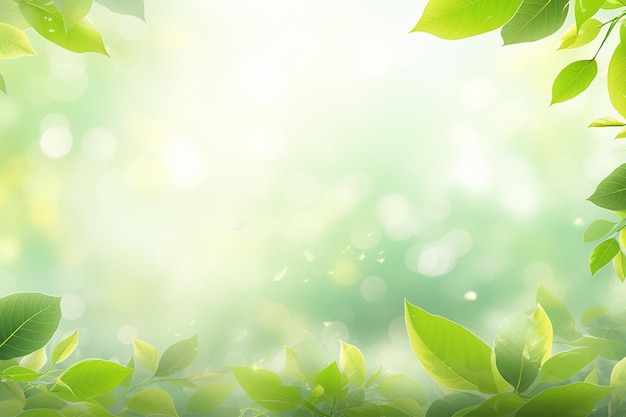 Vector spring background with green leaves