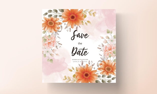 Spring floral wedding invitation design set template