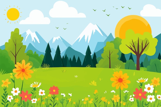 Vector spring landscape background