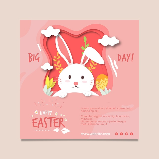 Square flyer template for easter with bunny