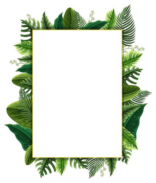 Square frame with tropical green leaves