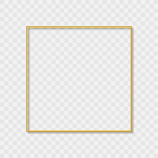 Square Golden Frame on transparent Background