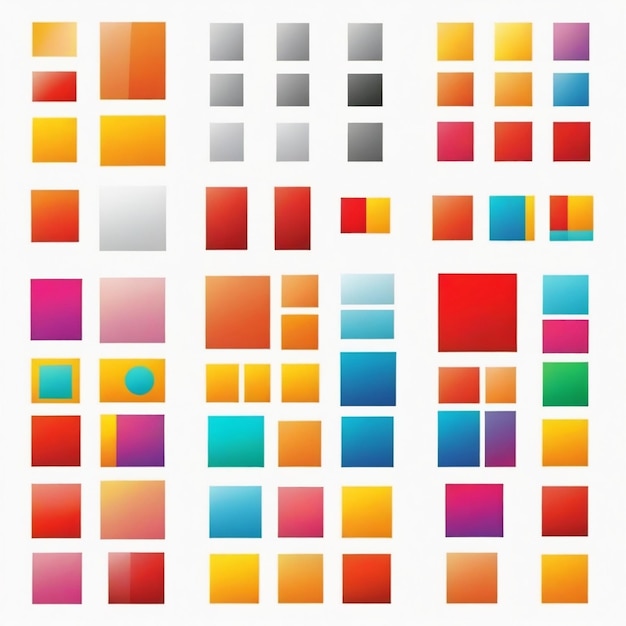 Square vector set white background isolated