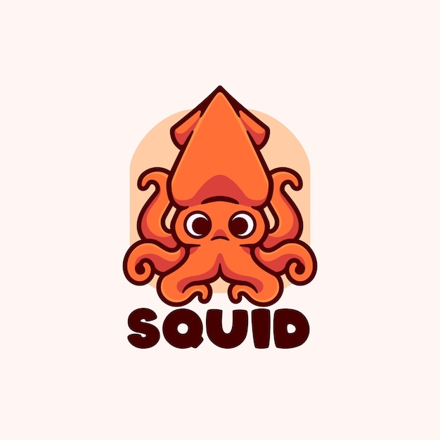 Vector squid logo mascot illustration cartoon character vector