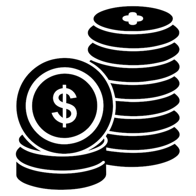 a stack of money coin icon in silhouette