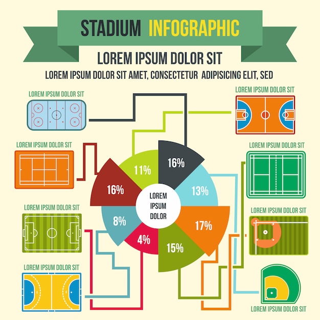 Stadium infographic elements in flat style for any design