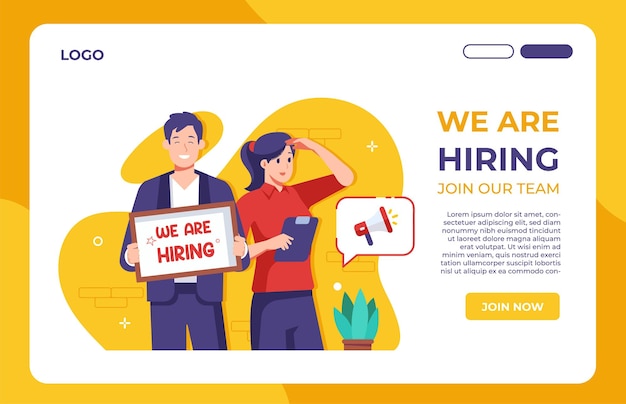 Staff recruitment website mockup illustration concept