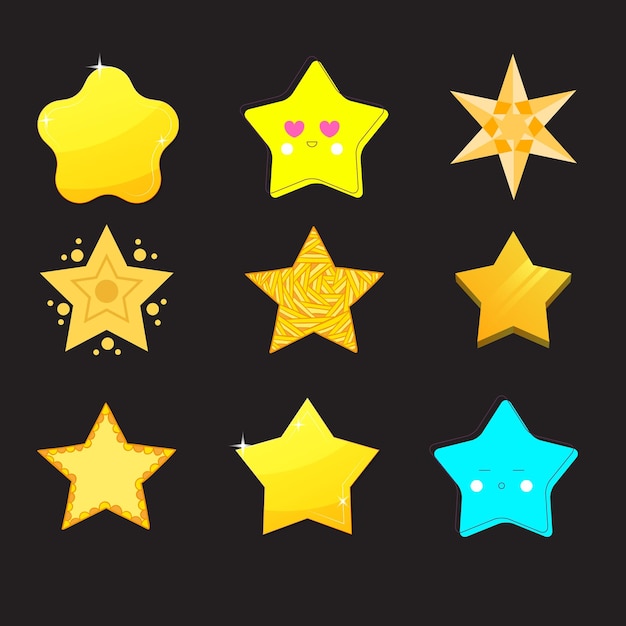 Vector star icon set stars collection in flat style black set of stars for apps and websites stock vect