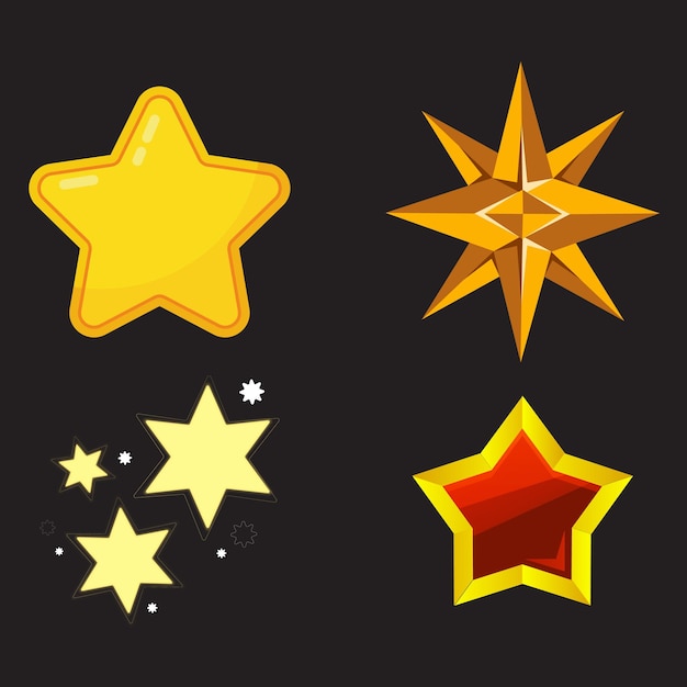 Vector star icon set stars collection in flat style black set of stars for apps and websites stock vect