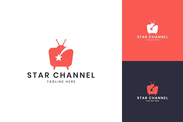 Star television negative space logo design