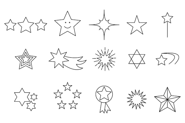 Vector star web icons in line style rating firework medal award collection vector illustration eps 10