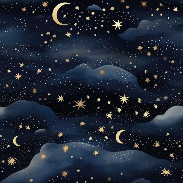 Vector starry night sky illustration