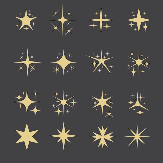 Vector stars icons collection classic flat shapes sketch